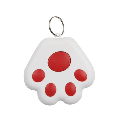 White keychain finder with red paw print design 