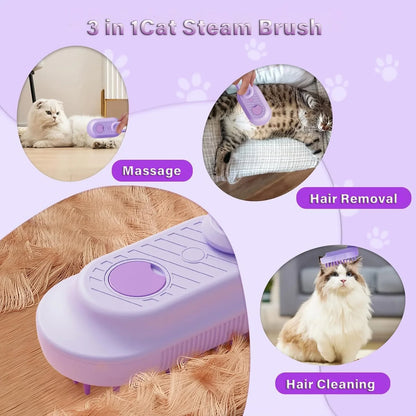 3-in-1 cat steam pet grooming brush 