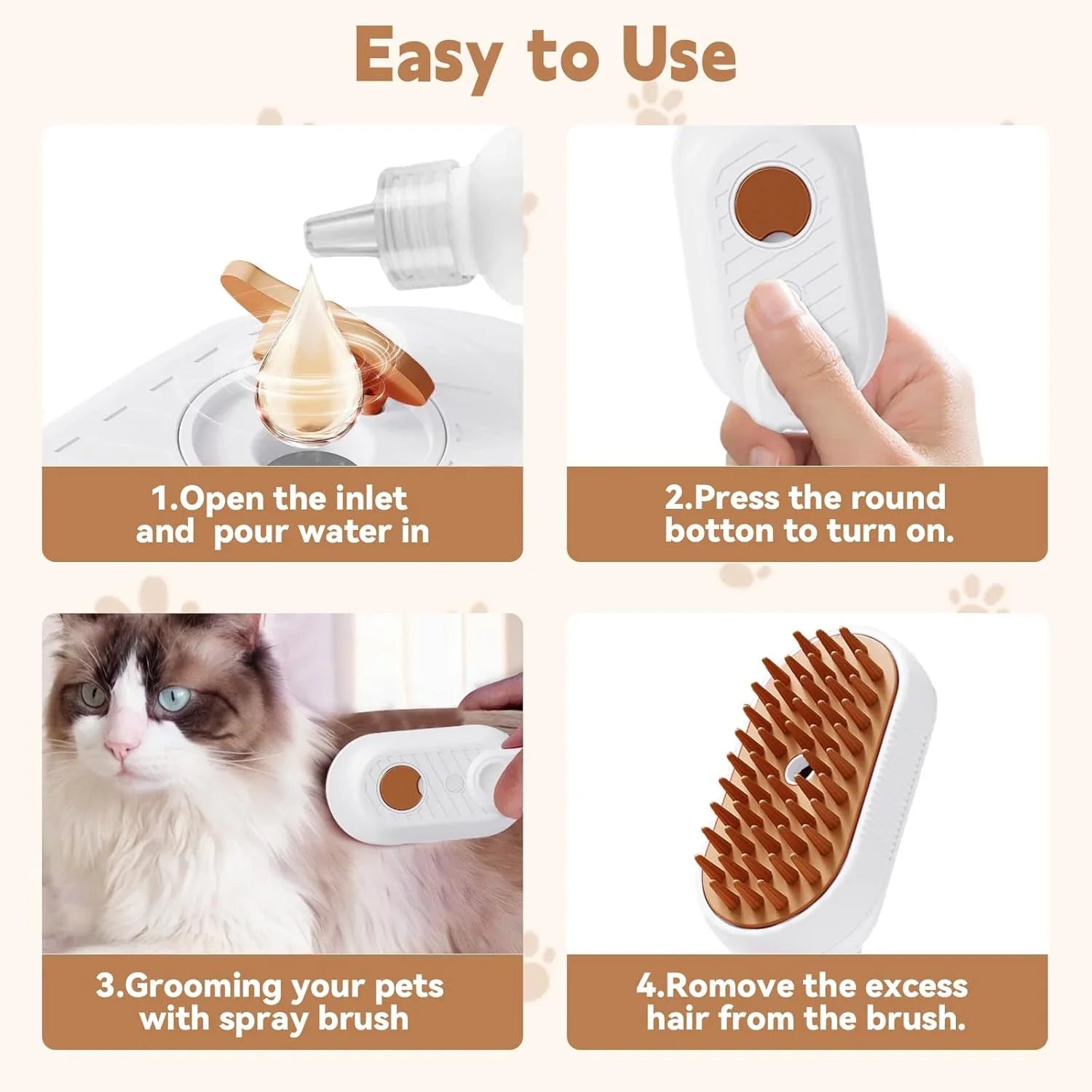 Instructions for using a pet grooming brush