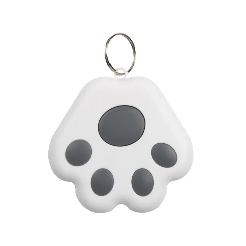 White paw-shaped keychain tracker with ash color spots 