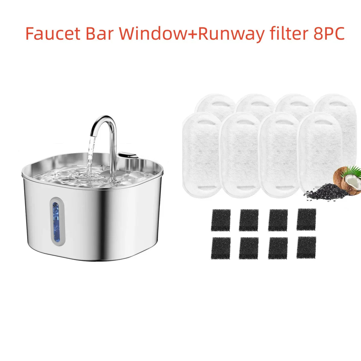 Faucet bar window and runway filter set with filters and cleaning pads 