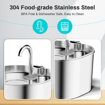 Stainless steel pet water fountain 2L capacity