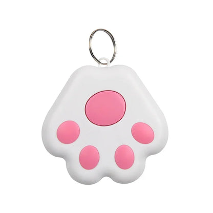 White paw-shaped keychain finder with pink accents