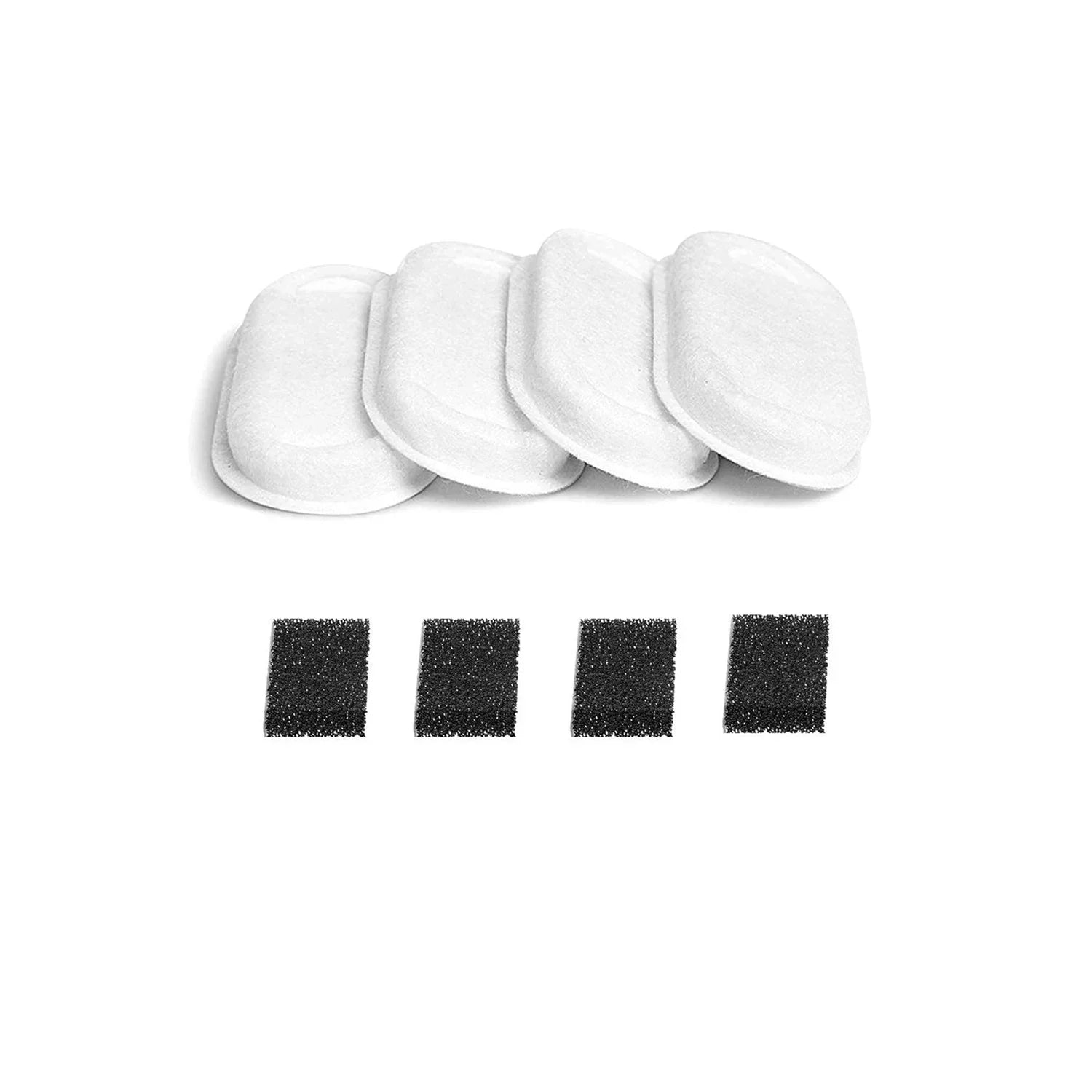 Set of white circular filters with black adhesive 